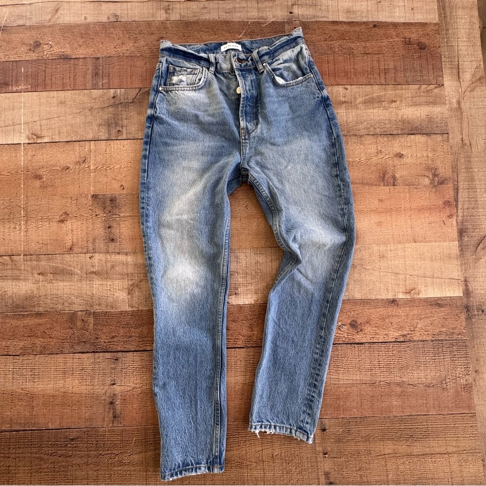 Annie Bing High Rise Straight Leg Button Fly Jeans Size 27